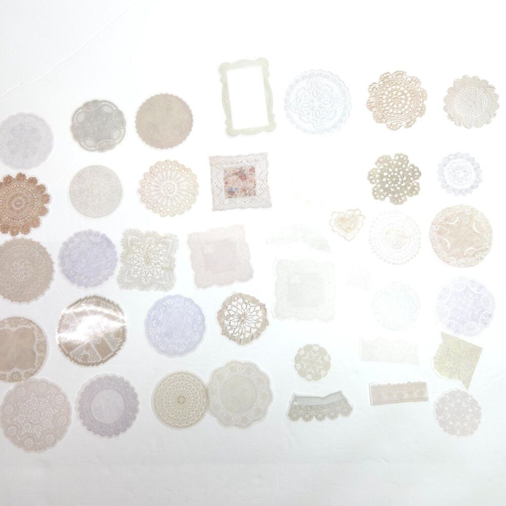 Vellum Lace Doily Clear Stickers Set Junk Journal Scrapbook Ephemera Lot